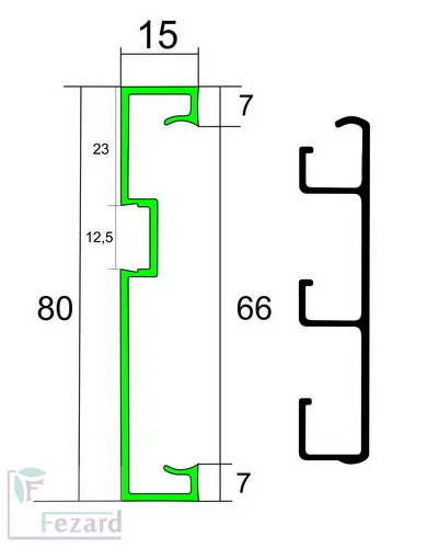 Алюминиевый плинтус Fezard Кабельный ALP-G80-LF Алюминий 80*15*2500 мм в Тюмени