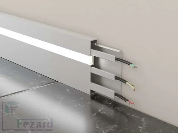 Алюминиевый плинтус Fezard Кабельный ALP-G80-LF Алюминий 80*15*2500 мм в Тюмени